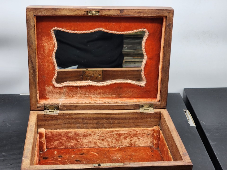 What Not Box Antique Walnut Floral Brass Copper Inlaid Handcrafted What Not BOX ...