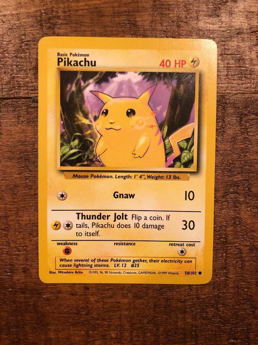 OLD Original Vintage Pokemon Cards Base Set Pikachu 58/102 NM | eBay