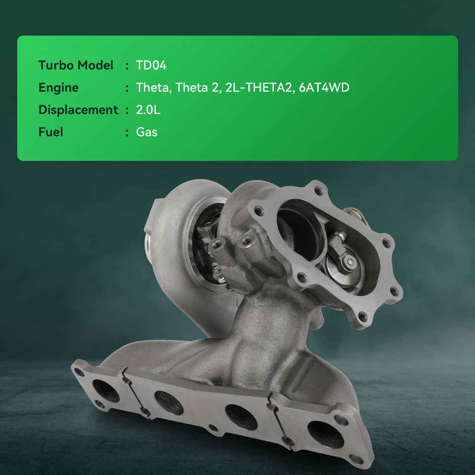 Turbo para Hyundai Sonata 2010-2013 2,0 L Theta II 2013-2016 Santa Fe Sport 2,0T Foto 3 de 4