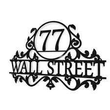 Personalized Metal Address Sign - Custom House Number & Street Name Wall Plaque