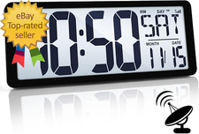 Reloj Atómico con Retroiluminación, Reloj de Pared Digital Grande 14.2" Funciona con Pilas