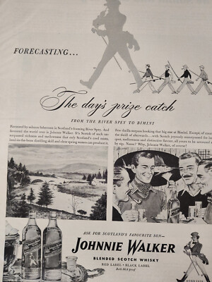 1948 Original Esquire Art Ad Advertisement Johnny Walker Blended Scotch Whiskey