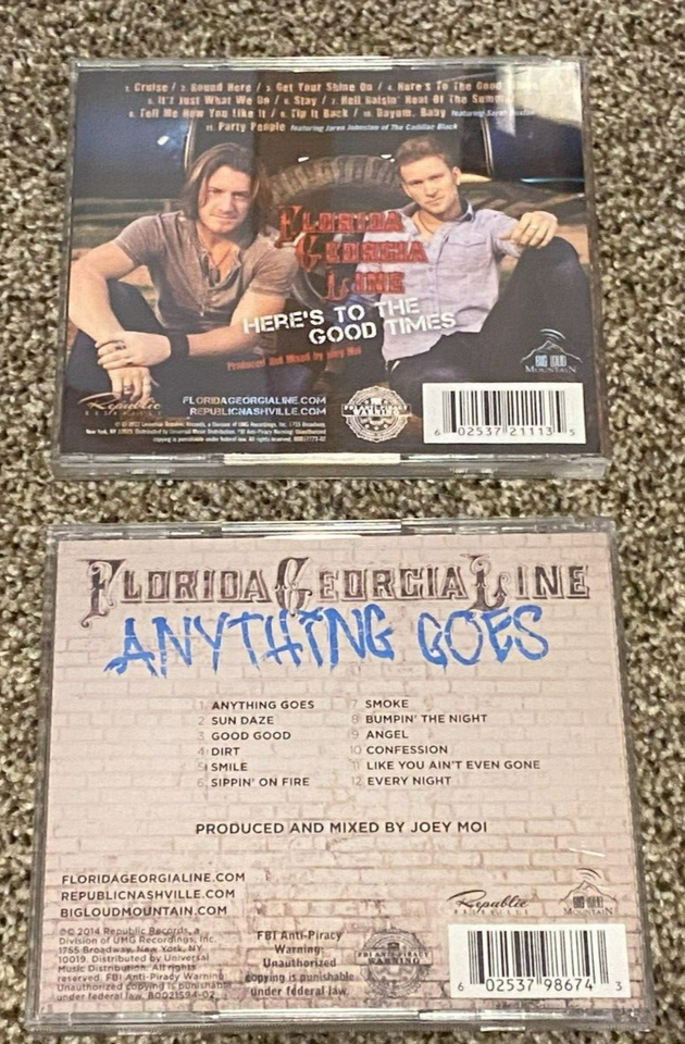 Lot of 2 Florida Line CDs Here's to the Good Times & Anything