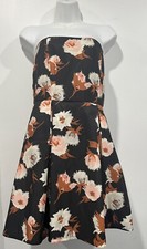 Forever 21 Strapless Tube Dress Floral Black/Cream Rose Print Medium - NWT