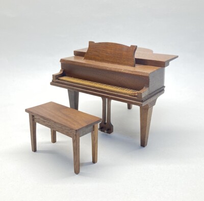 Vintage Dollhouse Strombecker Grand Piano Bench Walnut Furniture Playthings Work