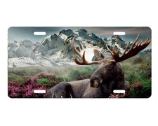 Moose in the Mountains Vanity Aluminum License Plate Car Accessory
