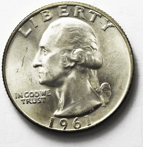 1961 D 25c Washington Silver Quarter Dollar Denver Uncirculated