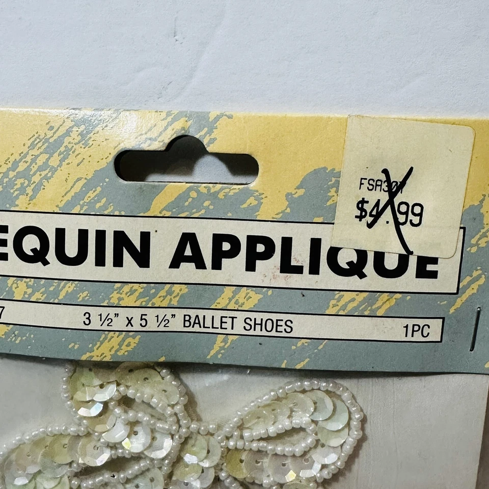Vintage 80s 90s Sequin Sew On Patch Ballet Slippers Dancer Size Wang’s - Image 3 of 4