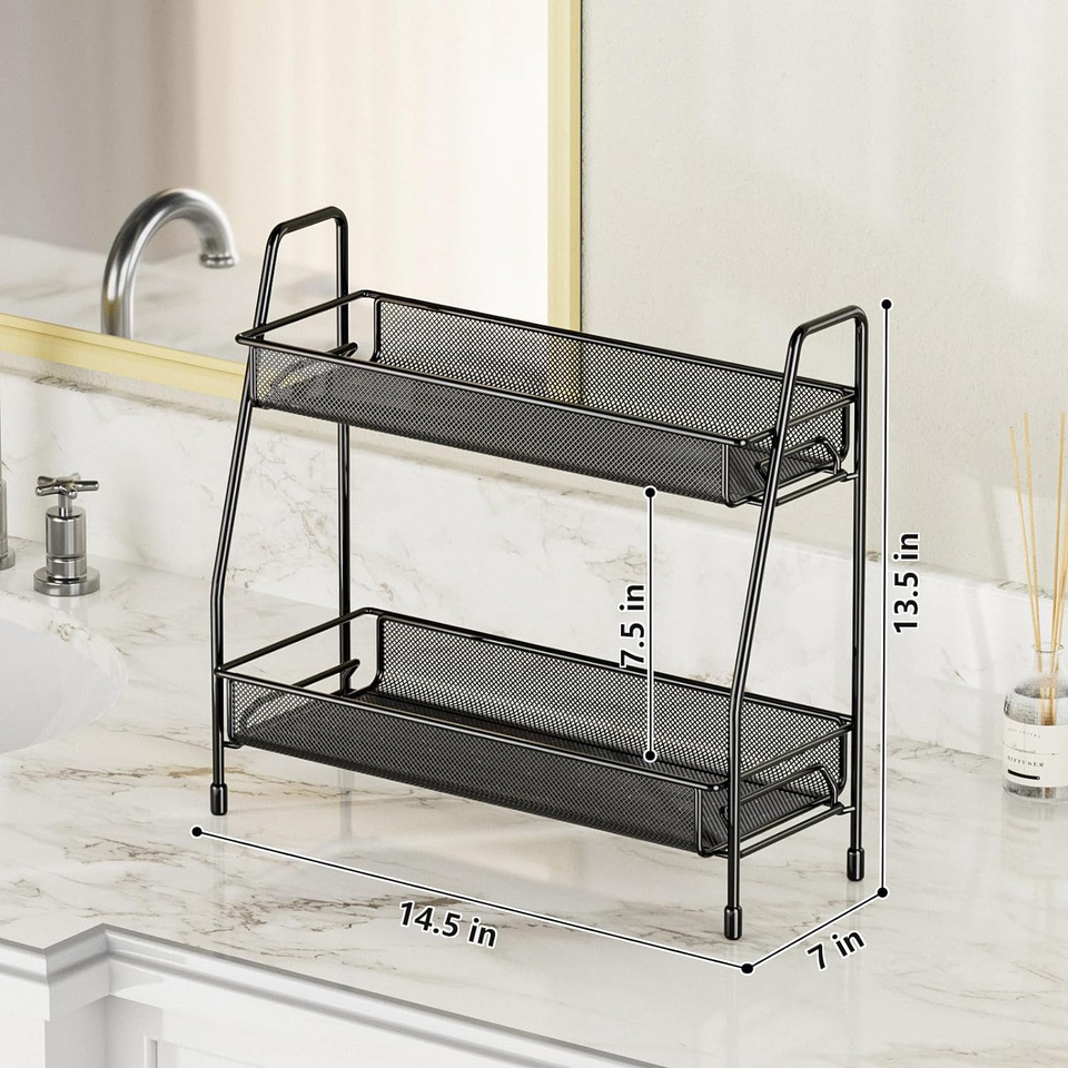 Spice Rack Organizer for Countertop, 2 Tier Bathroom Shelf, Desktop