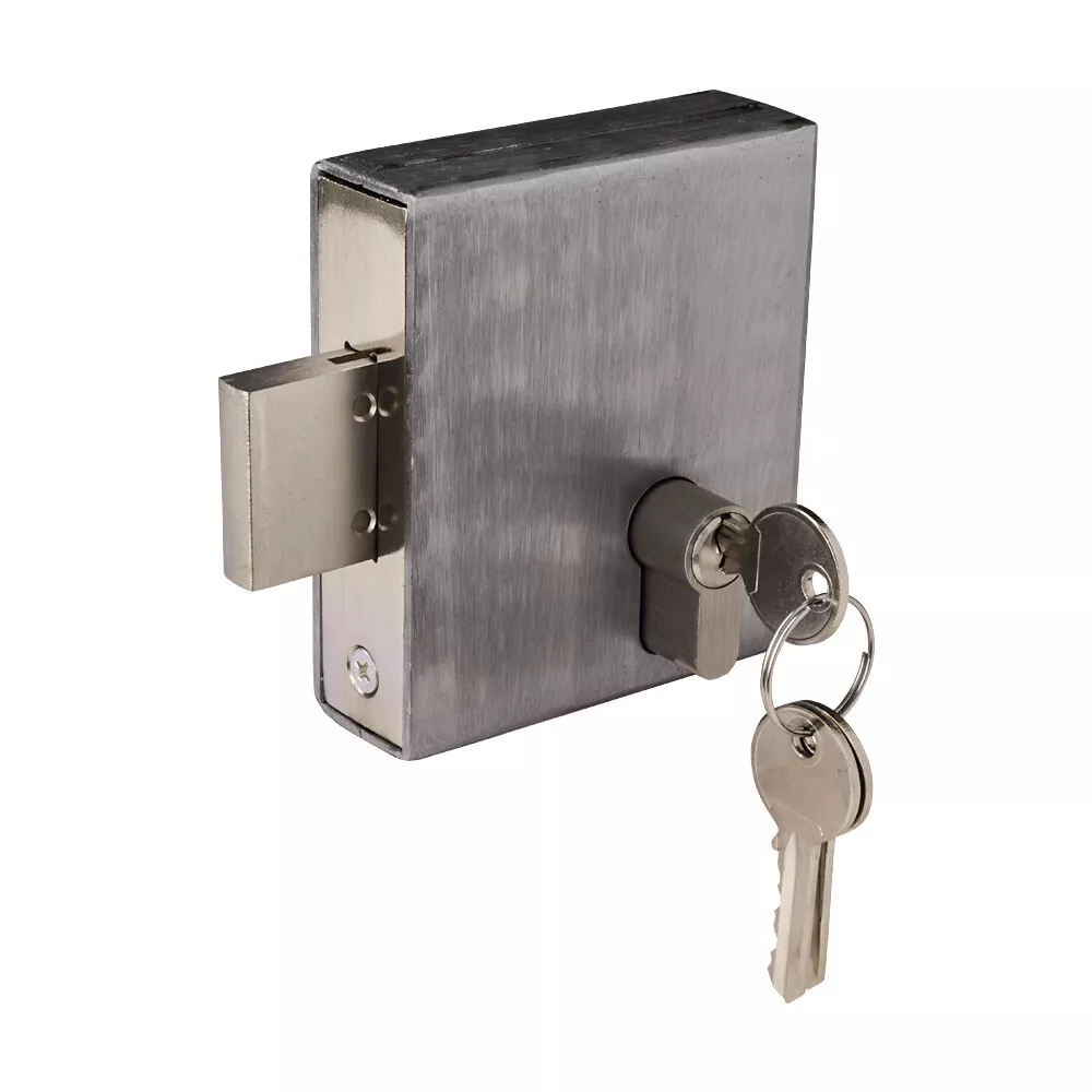 Weld In Gate Lock Double Throw Dead Lock To Suit Box Section Cylinder 3 Keys