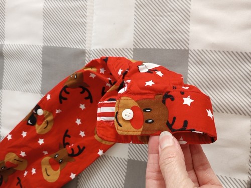 Boy's Denim & Flower Red Christmas Reindeer Button Front Shirt 13/14 - Picture 5 of 6