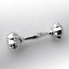 Barbell Form Baby Rattle Web Sterling Silver Mono ELR