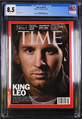 February 6, 2012 Lionel Leo Messi First RC TIME Magazine Newsstand CGC 8.5 POP 1
