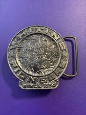 TH13119 VINTAGE 1970s WHITING PIONEERS SINCE 1884 BRASSTONE BELT BUCKLE