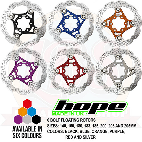 Hope 6 Bolt Floating Disc Rotor All Colors and Sizes Brand New eBay