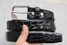 Black Genuine CROC LEATHER Skin Men's BELT