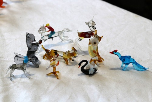 Vintage Lampwork Glass Animals Owl Bambi Squirrel Horse & Jockey Dachshund Swan - Picture 2 of 35