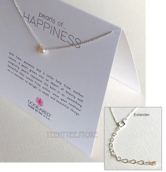 Dogeared Pearls of Happiness 925 纯银 16 + 2 英寸链式项链盒装新品 — 第 3/4 张图片