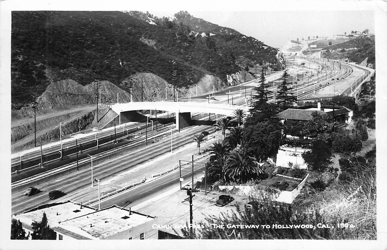 1948 Hollywood California Cahuenga Pass Gateway #190 RPPC Postcard 25-1960