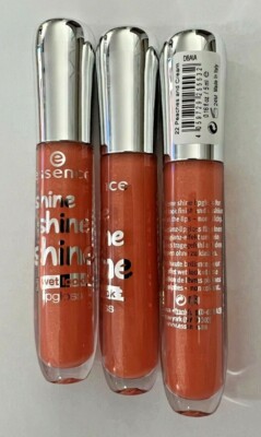 3 ESSENCE SHINE SHINE SHINE WET LOOK LIPGLOSS 22 PEACHES AND CREAM 0.16oz EA