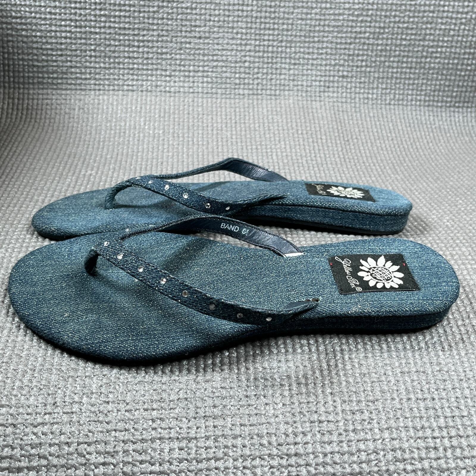 PANTOFOLA D’ORO Ciabatte infradito fascia scatola gialla donna taglia 6 5 blu denim slip on casual