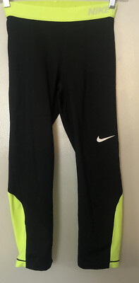 Nike Pro Leggings Womens Size XS Black Neon Logo Dri Fit Athletic