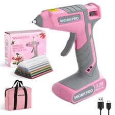 WORKPRO 7.2V Cordless Hot Glue Gun 50PC Glue Sticks Dual-Temp 2600mAh Type-C USA