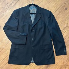 Oscar De La Renta Men's Coat Black Wool/Cashmere Blend Blazer/Overcoat Size 42R