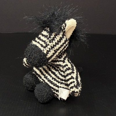 Russ Home Buddies Zebra Plush Black & White Terry Cloth Beanie 6'' Stuffed Anima