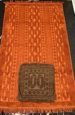 Fieldcrest Orange Bath Towel Brown Washcloth Oval Textured Pattern Set Funky