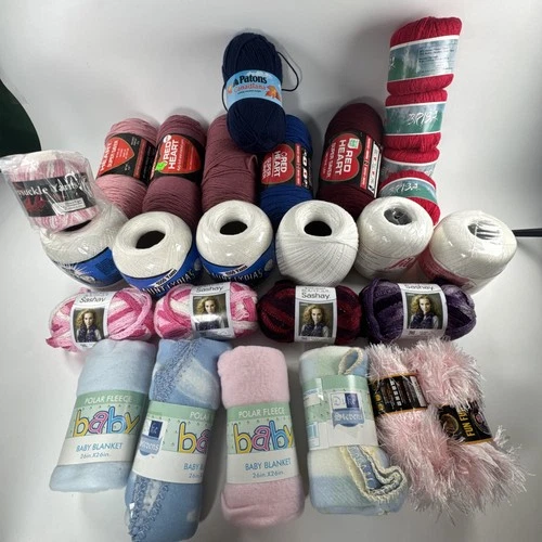 HUGE Mixed Lot 27 Bundles 1934 Rumba - Fun Fur - Cotton Crochet - Yarn - Fleece - product listing photo
