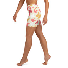 Yellow Butterfly Yoga Shorts High Waist UPF 50 Pocket Women's Sportswear