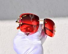 Cartier rimless sunglasses piccadilly glasses Diamond Cut decor BIG C gold Frame