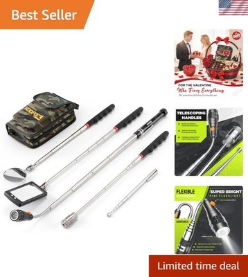Magnetic Pickup & Inspection Mirror Set with Flashlight - Great Gadget Gift
