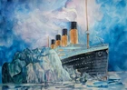 11.69 × 16.53"  RMS Titanic ~Fatal collision~ watercolor SIGNED & DATED