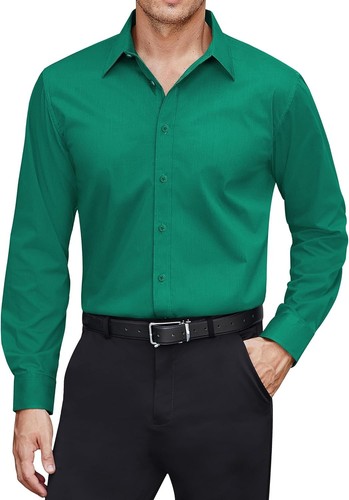 Men's Dress Shirts Stretch Stain Shield Long Sleeve Solid Formal Shirt - Bild 5 von 50
