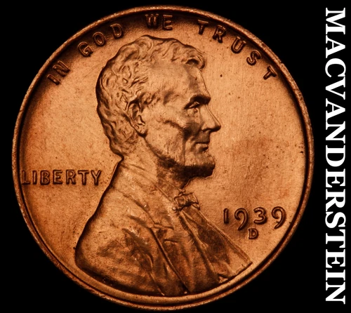 1939-D Lincoln Wheat Cent- Choice Gem Brilliant Uncirculated Luster #J4279