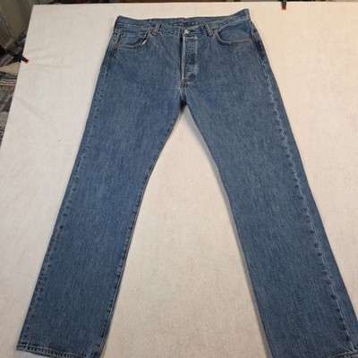 Levis 501 Original Fit Blue Jeans Men s 36x32 Button Fly Denim Western Cowboy