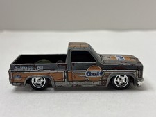 Hot Wheels 83 Chevy Silverado GULF OIL Custom Rolls Smooth Weathered Look NICE