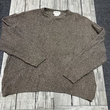 Vintage 90s Eddie Bauer Knit Crewneck Brown Size XL Made In Usa Yarn Cozy Granpa