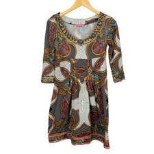 Joyous & Free Beaded Boho Paisley Tunic Dress Size XS