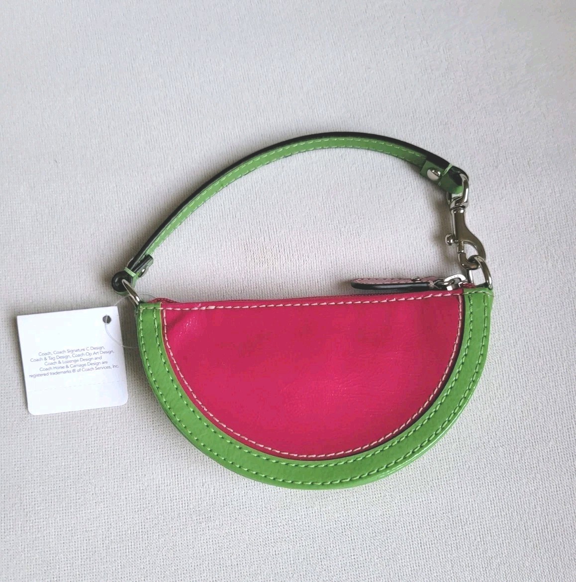 Coach Watermelon Coin Purse, Bag Charm, Key Chain NWT Rare Leather