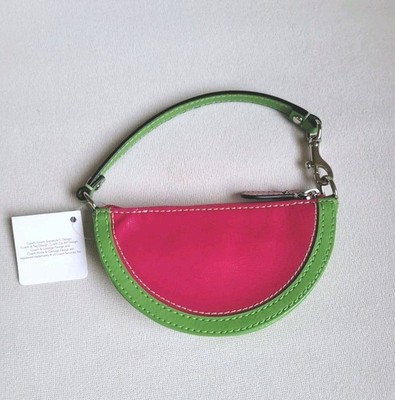 Coach Watermelon Coin Purse, Bag Charm, Key Chain NWT Rare Leather