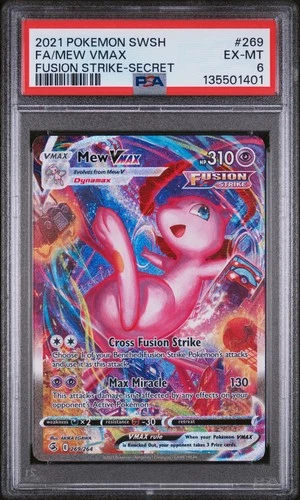 2021 POKEMON SWORD & SHIELD FUSION STRIKE SECRET #269 FULL ART/MEW VMAX PSA 6