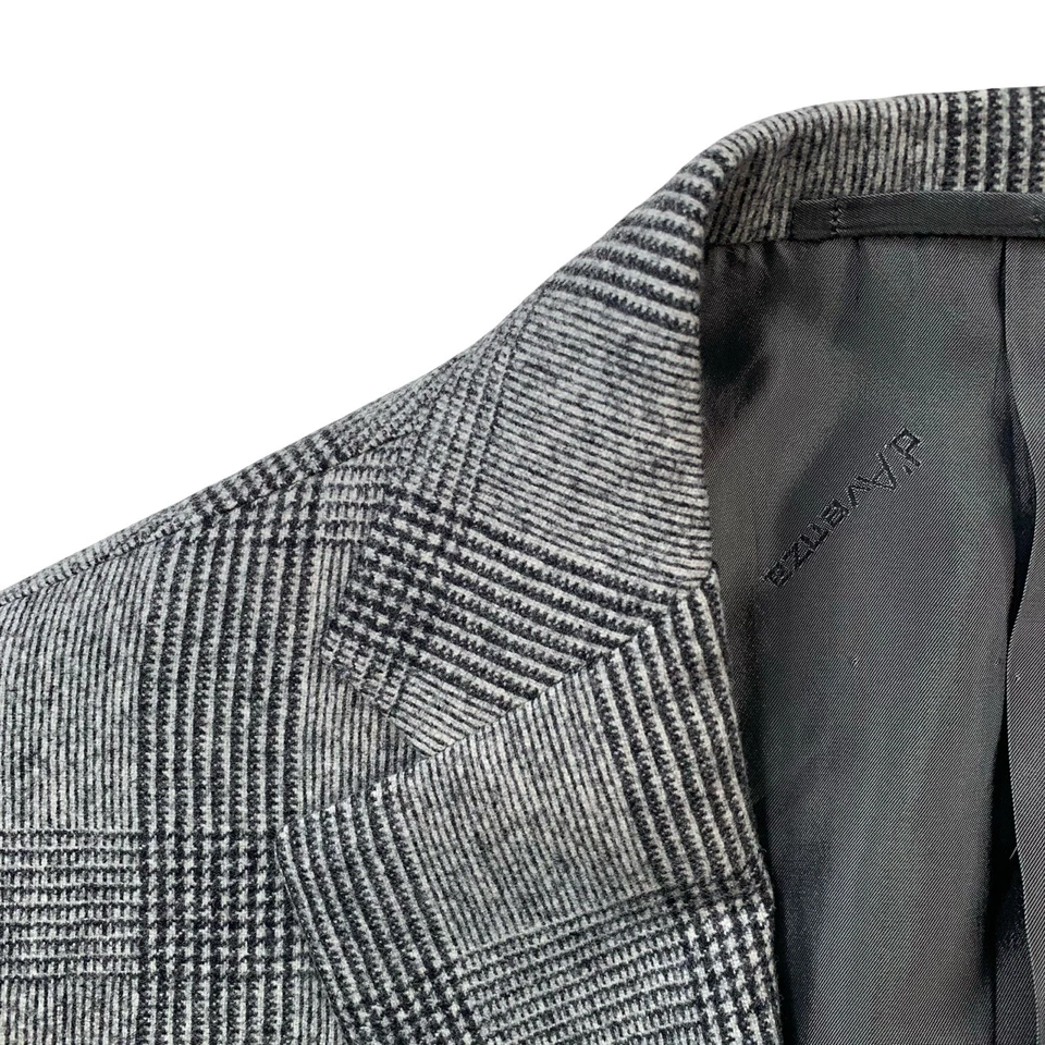 ¡Como nuevo! Blazer 40 R d'Avenza Roma Gris Claro Franela Tejido Glen Tela Escocesa Lana Ajustado FIt Foto 3 de 4