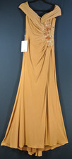 NWT, Mac Duggal Women's Off Shoulder Embroidered Dress in Brown Size 2 #LD0237