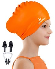 Kids Long Hair Swim Cap for Girls Boys, 2 Size Silicone Swimming Cap for Age ...
