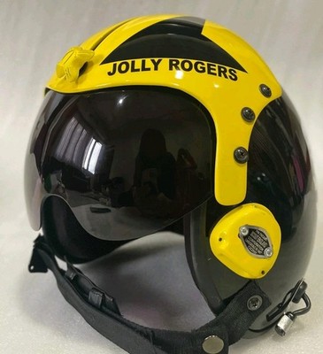 SIZE XL-XXL HGU-33 JOLLY ROGERS BLACK PILOT HELMET REPLICA+badge