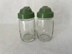 Vintage Federal Housewares Salt & Pepper Shakers Green Top USA Chicago Illinois