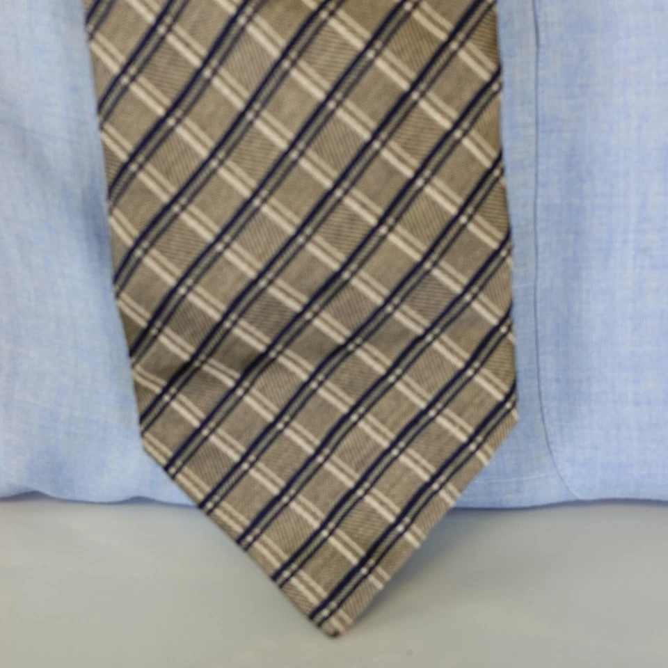 Corbata para el cuello para hombre gris a cuadros seda clásico tejido vestido traje Nova tartán lujo BROLLY Foto 4 de 4